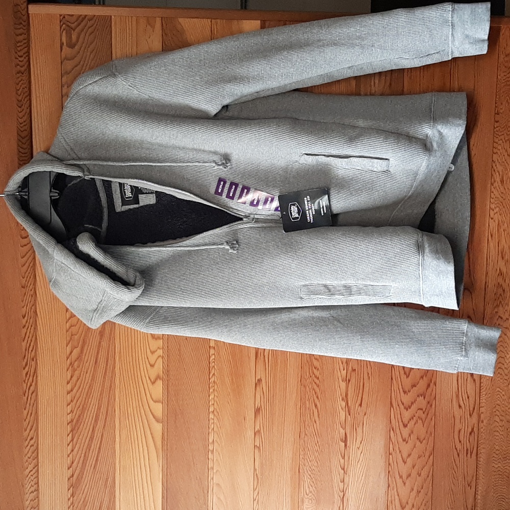 Berkley Jensen Soft Grey Fuzzy Thermal Hooded Jacket (Medium)